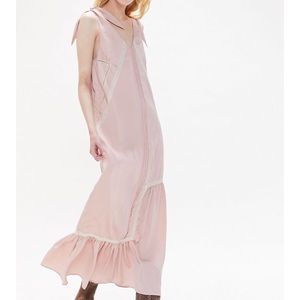 Soft pink tie shoulder slip dress